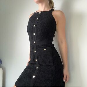 Sandro Black Button-Front Mini Dress